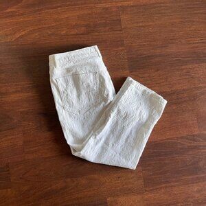 Simply Vera Vera Wang White Cropped Pants Womens 10 Textured Floral Jacquard